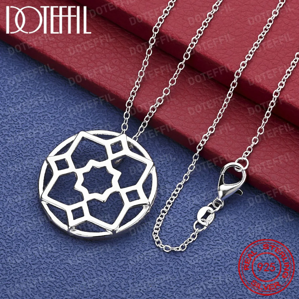 

Ожерелье из стерлингового серебра 925 пробы с круглым цветком для женщин, модное очаровательное ювелирное изделие для свадьбы, помолвки и вечеринки