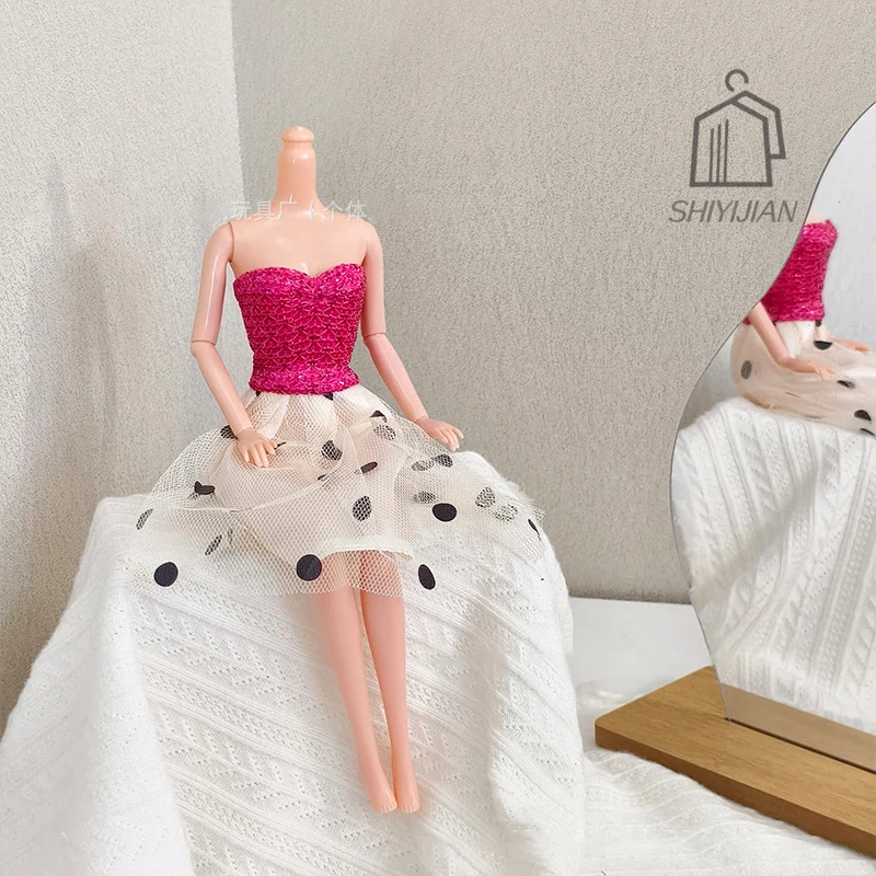 Vestido Sexy Estilo Pequeno e Fragrante para Festa de Verão, Vestidos de Noite com Poás para Boneca Supermodelo 1/6 de 30cm, Acessórios de Roupa para Boneca