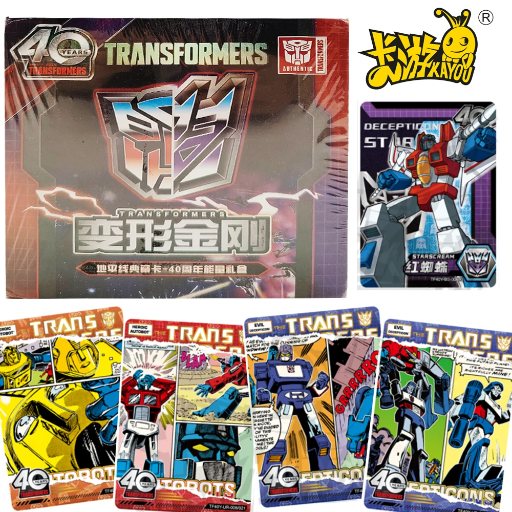 

Оригинальные коллекционные карты Kayou Transformers, классические анимированные персонажи, ностальгические ретро-тематические карты на 40-летие, подарки для детей