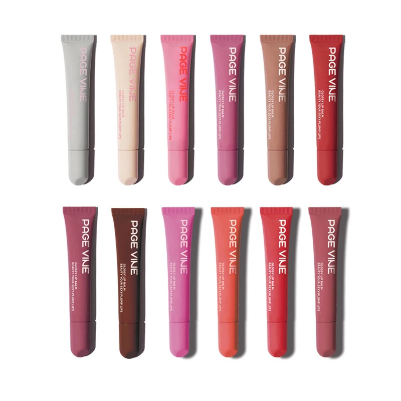 12 Colors Popular Lip Gloss Glaze Oil Non-stick Cup Hydrating Lighten Lip Lines Natural Soft Lip Makeup Suitable For Phone Cases