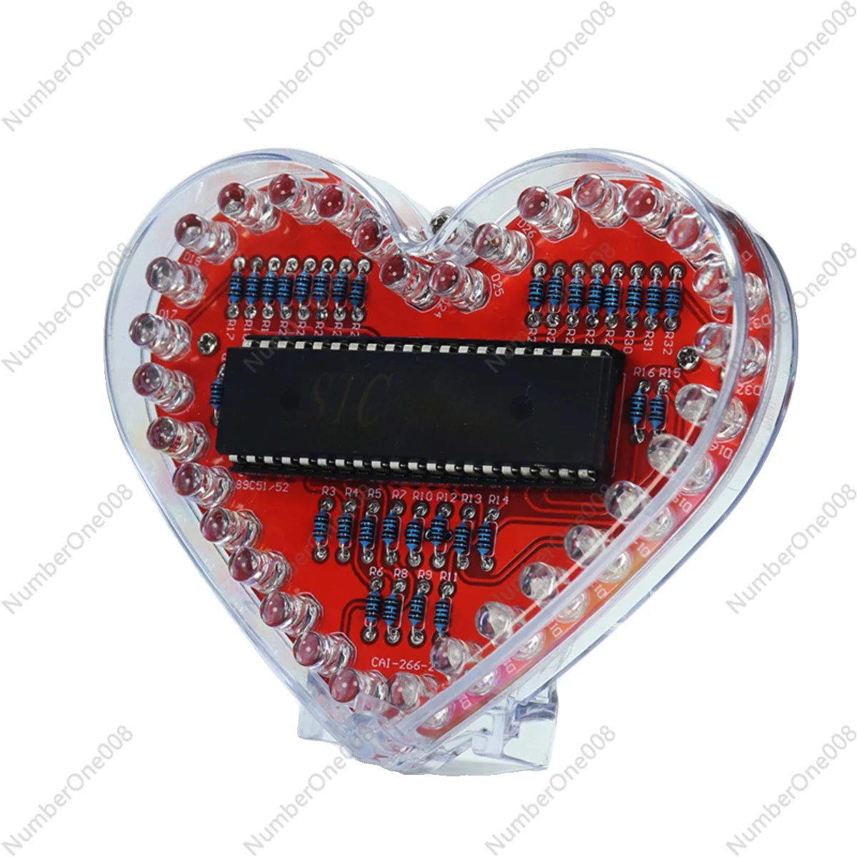 51 MCU Love Kit LED Heart-shaped Water Light DIY Production Spare Parts Colorful Glare Electronic Welding Practice