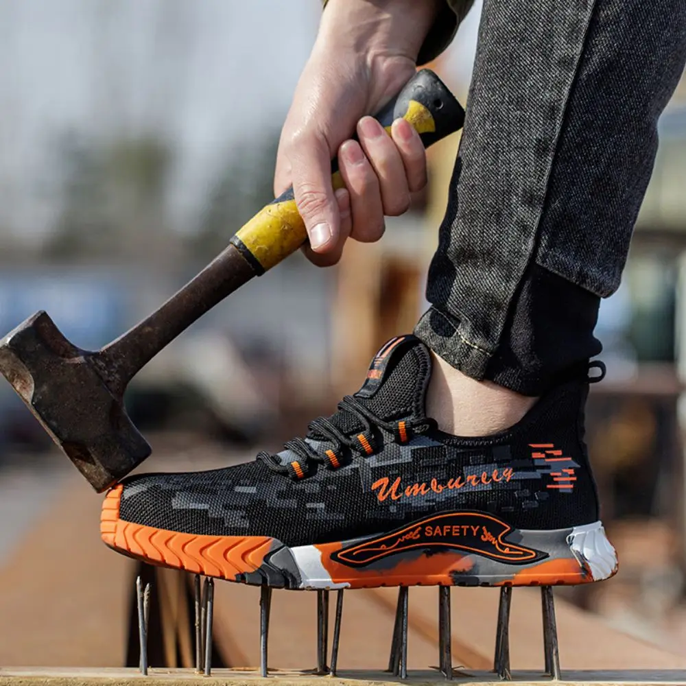 Men's Steel Toe Safety Shoes Puncture Resistant Kevlar Non-Slip Soles Breathable Comfortable Work Shoes Stylish Men's Footwear