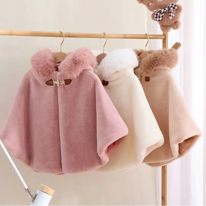 Newborn Kids Cape 2025 Autumn Winter New Boys Girls Fashion Sweetheart Warm Cloak Solid Color Soft Hooded Thicken Coat