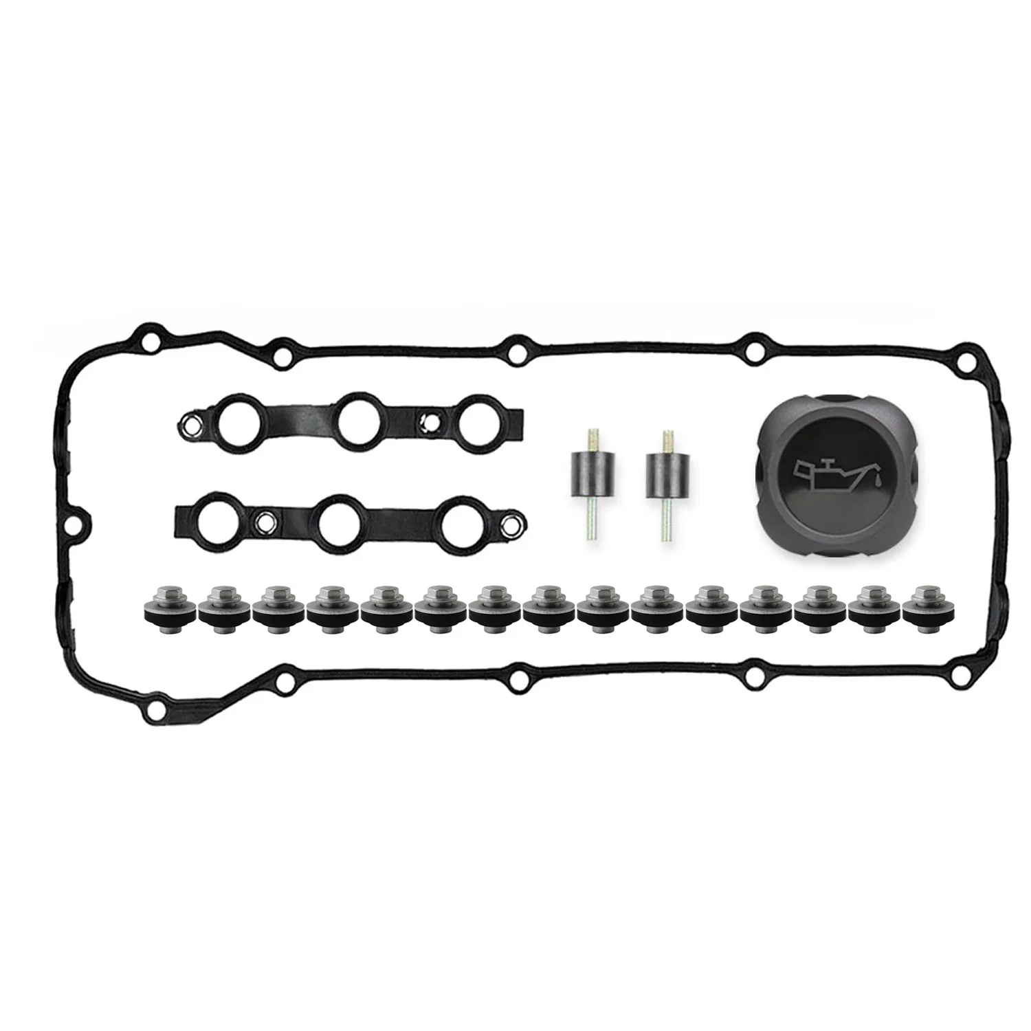 11121432928 Aluminum Valve Cover Kit with Gasket & Bolts For BMW Z3 323i 325i 328i 330i 525i 528i 530i X5 M52 M54 2.5L 2.8L 3.0L
