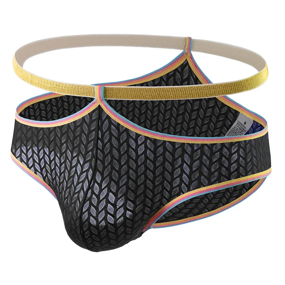 

Stylish Men's Low Rise Pouch Panties Thongs Mesh Bikini Briefs Underwear Lingerie Black Wine Red Dark Blue Coffee