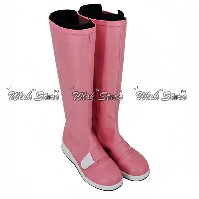 

ABC123Anime Dawn Hikari Cosplay Shoes Knee-high Leather Boots Pink For Women Halloween Party Carnival Role Play Custom5,j'8.k/4\