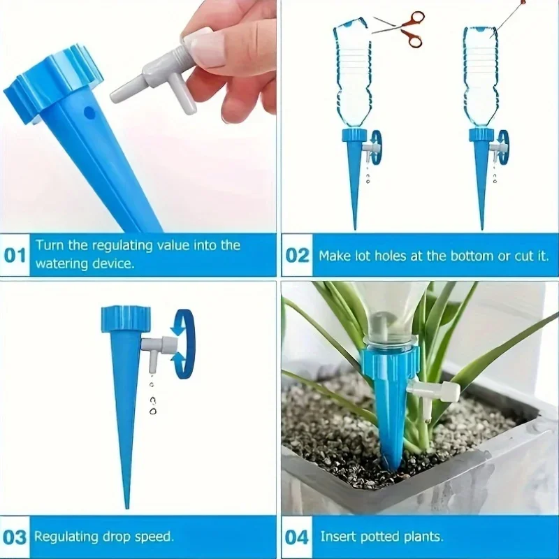 2026 Latest 64Pcs Auto Watering Wands Adjustable Drip Irrigation System Plastic Garden Watering Device Home Lawn Assorted Colors