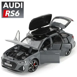 For Audi RS6 Toy Car Model with Sound Light Doors Opened Alloy Diecast Model Vehicle Collection Toy for Boy Adult Festival Gift