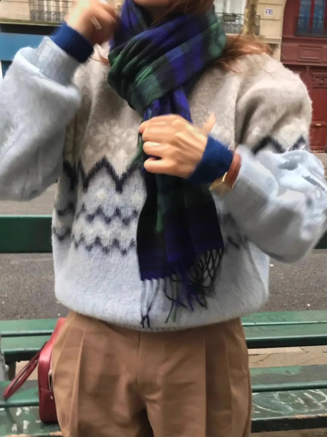 Dongdaemun Sienne Retro Color Blo Fair Isle round Ne Knitted Sweater Women's Autumn New Snowflake Embroidery Knitwear