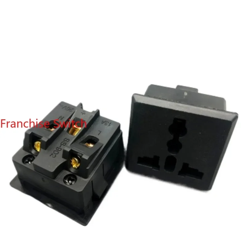 

10PCS SS-902 card type embedded 13A multi-function socket with safety door protection desktop ac power CE certification