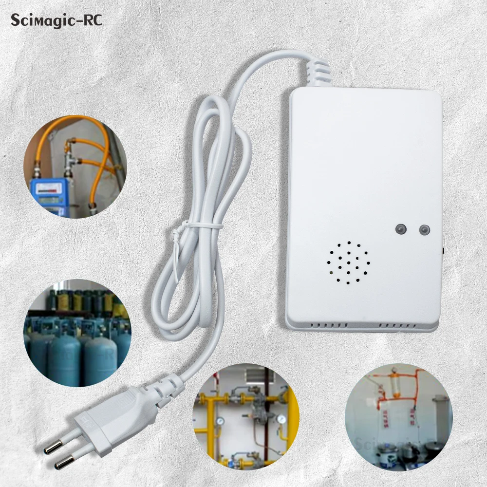 Gas Leak Detector Combustible Propane Butane Methane Leak Warning EU Plug Combustible Gas Alarm Sensor For Home Security