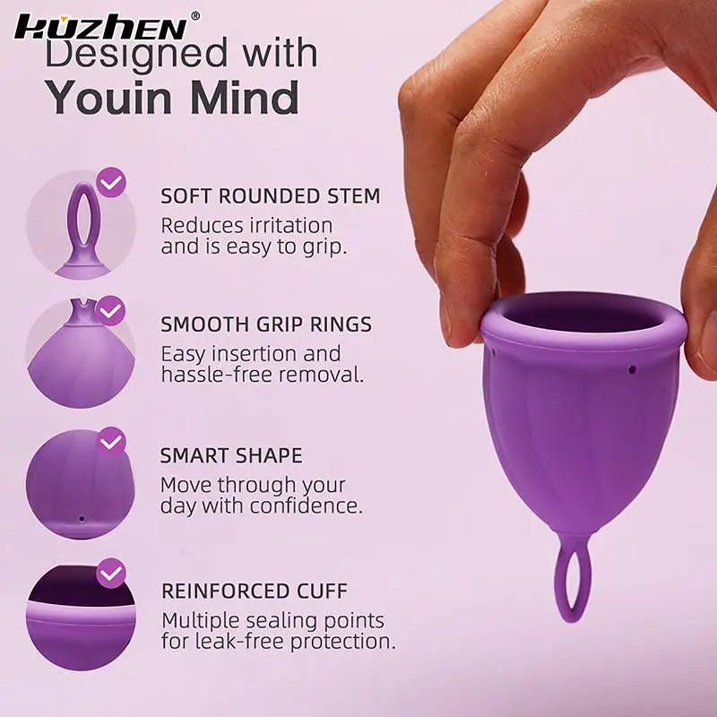 1pc Menstrual Cup Hygiener Period For Women Menstruatie Cup Silicone Mestrual Cup Anti-Lateral Leakage Menstrual Cup 2 Sizes