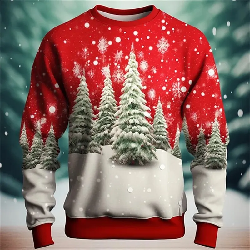 New3D Merry Christmas Sweatshirts For Men Children Fashion Santa Claus Graphic Round Neck Pullovers Funny Hoodie Cute Clothing