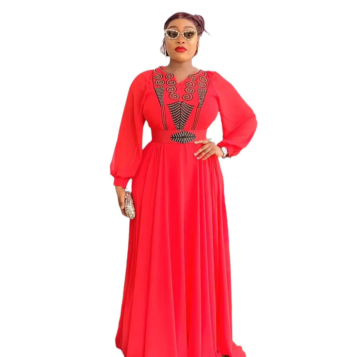 

Elegant African Maxi Dresses for Women Autumn Plus Size Evening Party Long Dress Africa Clothing Kaftan Muslim Chiffon Dress