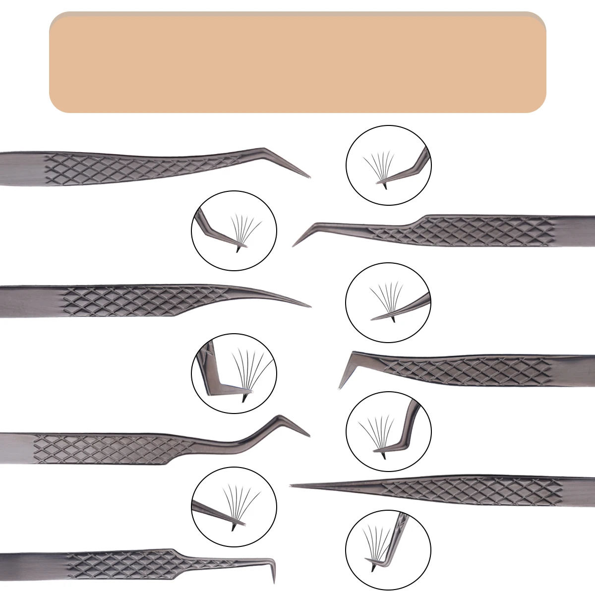 Diamond Grip Eyelash Extensions Tweezer Lash Precision Tweezers Steel Dolphin-shaped Tip, False Lashes Application Tools, Black