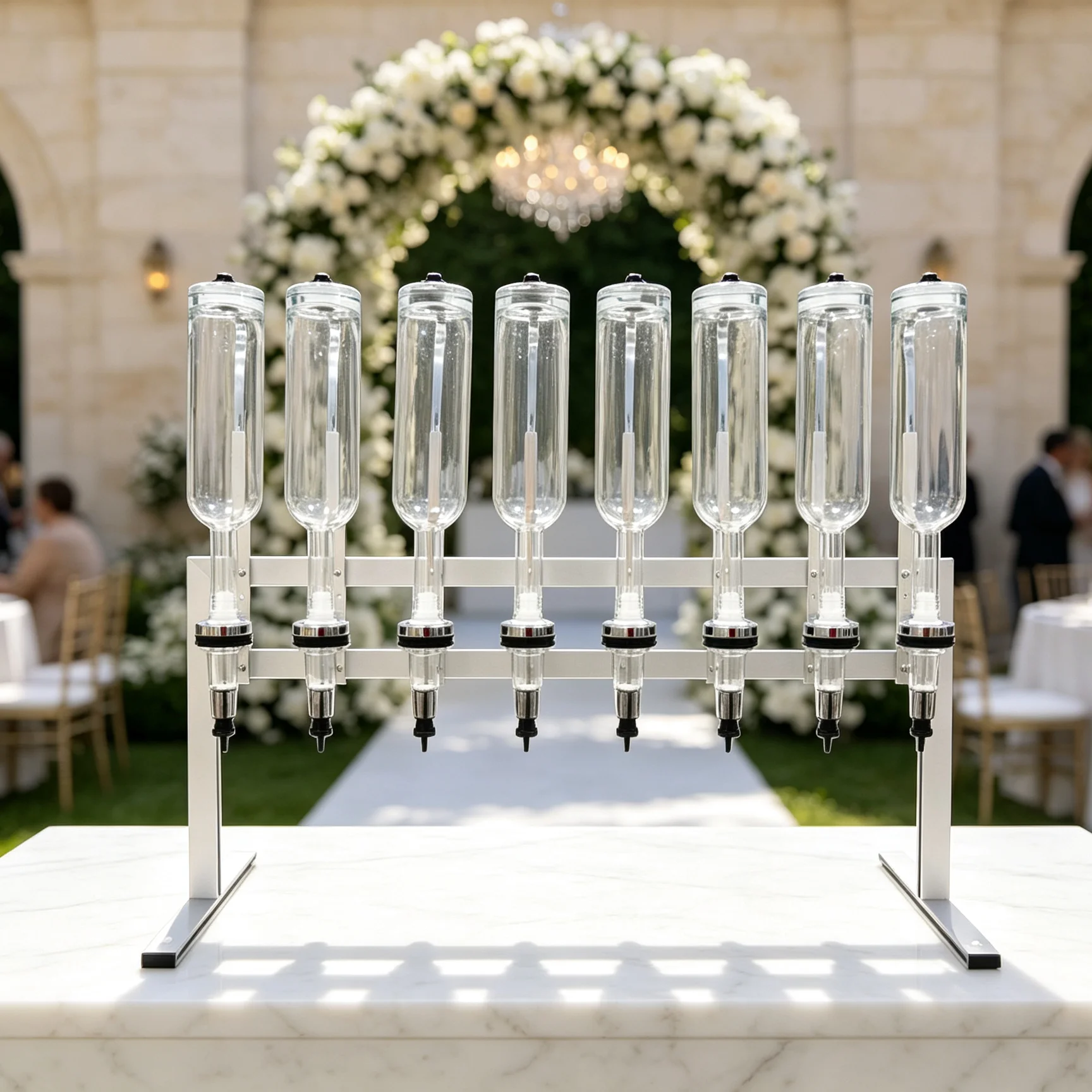 Custom Silver 8‑Bottle 750ml Perfume Dispenser Bar Luxury Scent Station for Wedding Event Perfume Shop Business Display