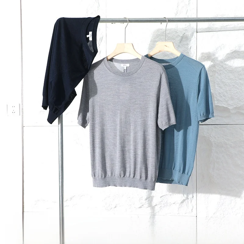 

Летняя шерстяная трикотажная круглая мужская футболка Ne ort Sve Base irt Красивый дизайн Дышащая модная городская футболка