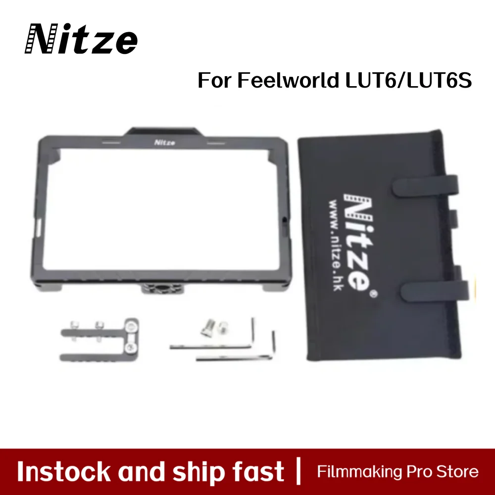 

Nitze Cage for Feelworld LUT6/LUT6S 6" Monitor with HDMI Cable Clamp and Sunhood
