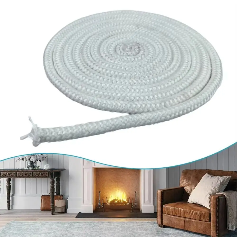 2m Fiberglass Sealing Rope Insulation Easy-install Fiberglass Fire Rope Heat-resistant Fireproof Sealing Strip