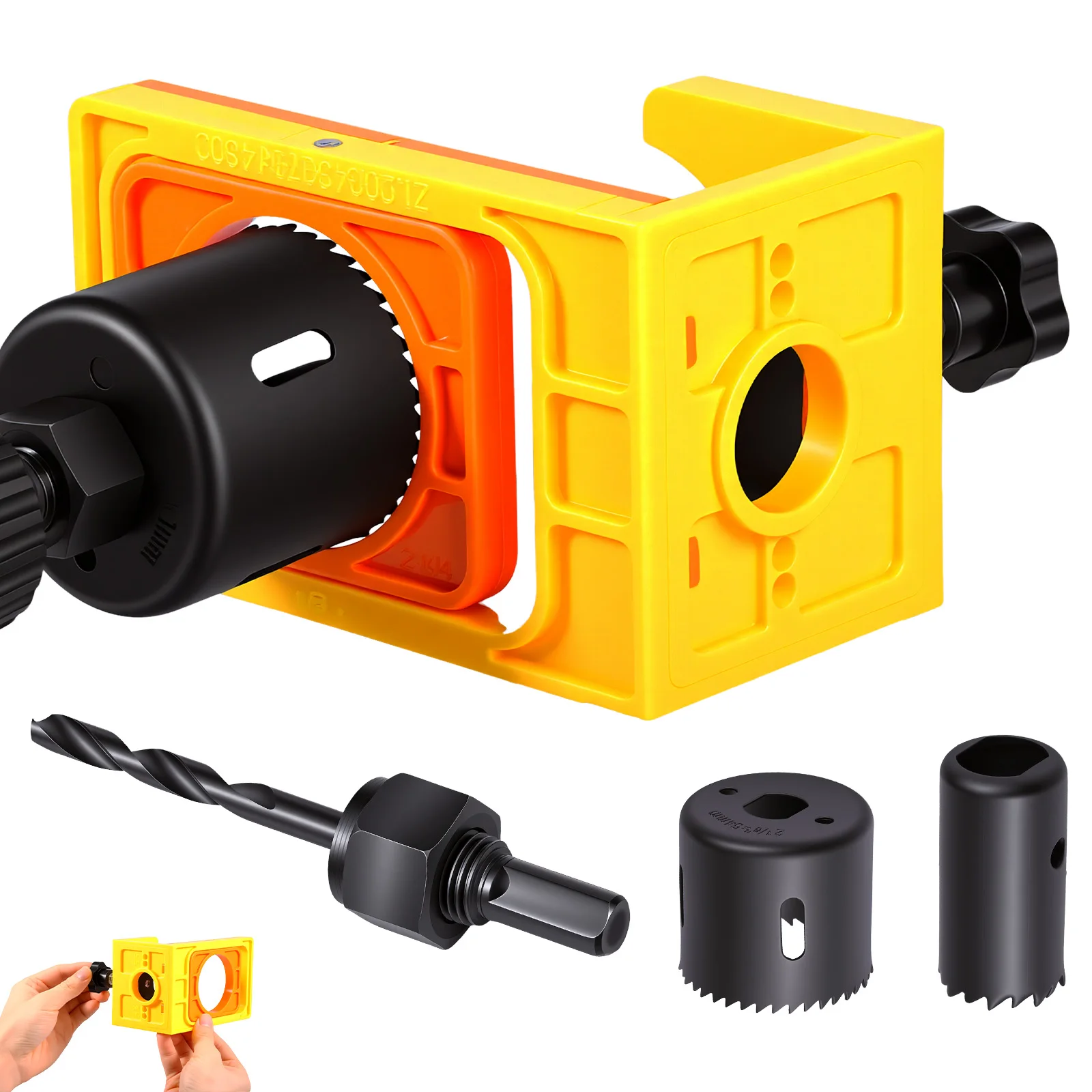 Wood Door Lock Installation Kit with Hole Saw Set Adjustable Drilling Jig Template Guide for Deadbolt Latch Hole Opening Tools