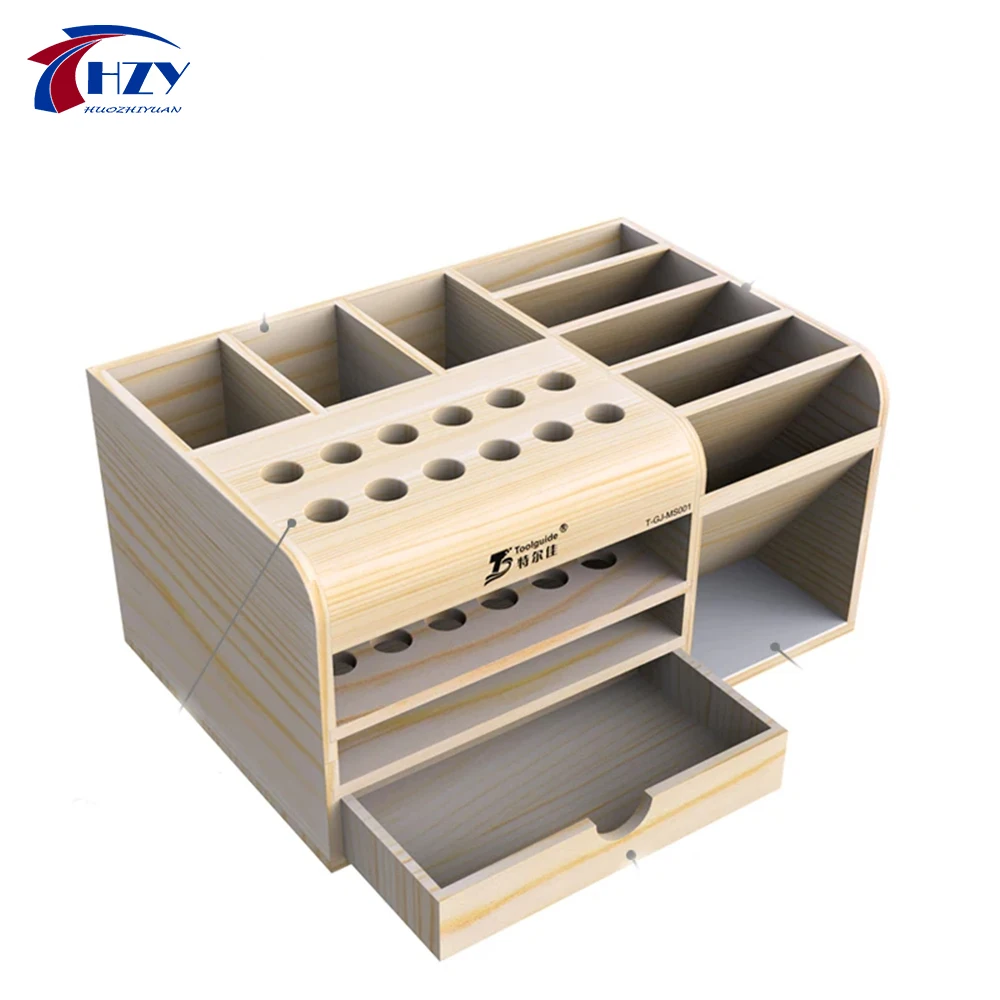 Toolguide Wooden Storage Box Screwdriver Tweezers Holder Mobile Phone Repair Desktop Reception Electronic Tools Tool Parts Box