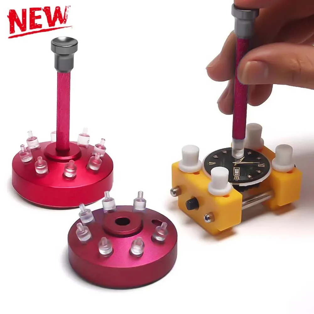 0.8mm-2.0mm Watch Hands Fitting Setting Presser Pusher Setter with 8 Accessory Alloy Steel Watch Needle Holder Watch Repair Tool