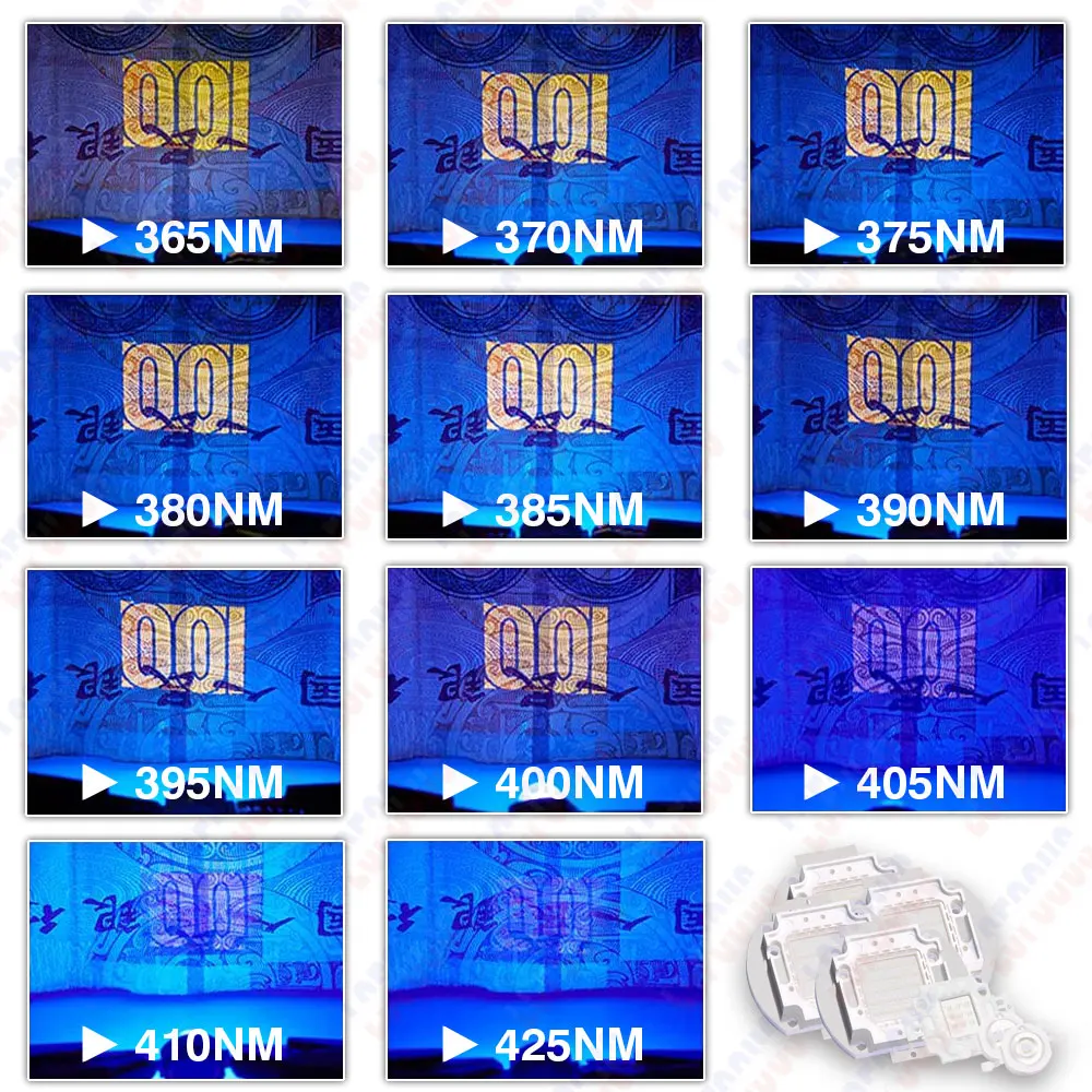 UVA 365nm 370nm 375nm 380nm 385nm 390nm 395nm 400nm 405nm 410nm 415nm 420nm 425nm LEDs 3W 5W 10W 20W 30W 50W 100W Light Beads - Image 6