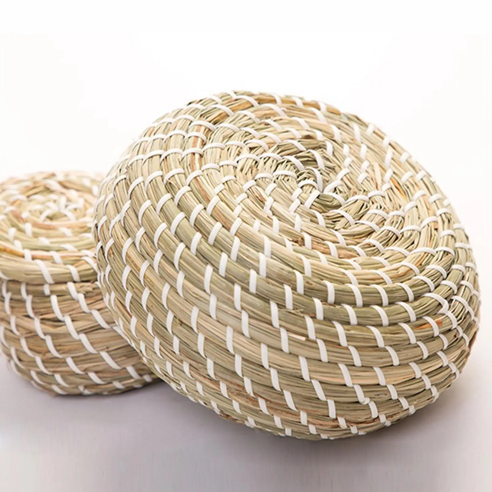 3Pcs Rattan Storage Basket Box Handmade Storage Baskets with Lids for Home
