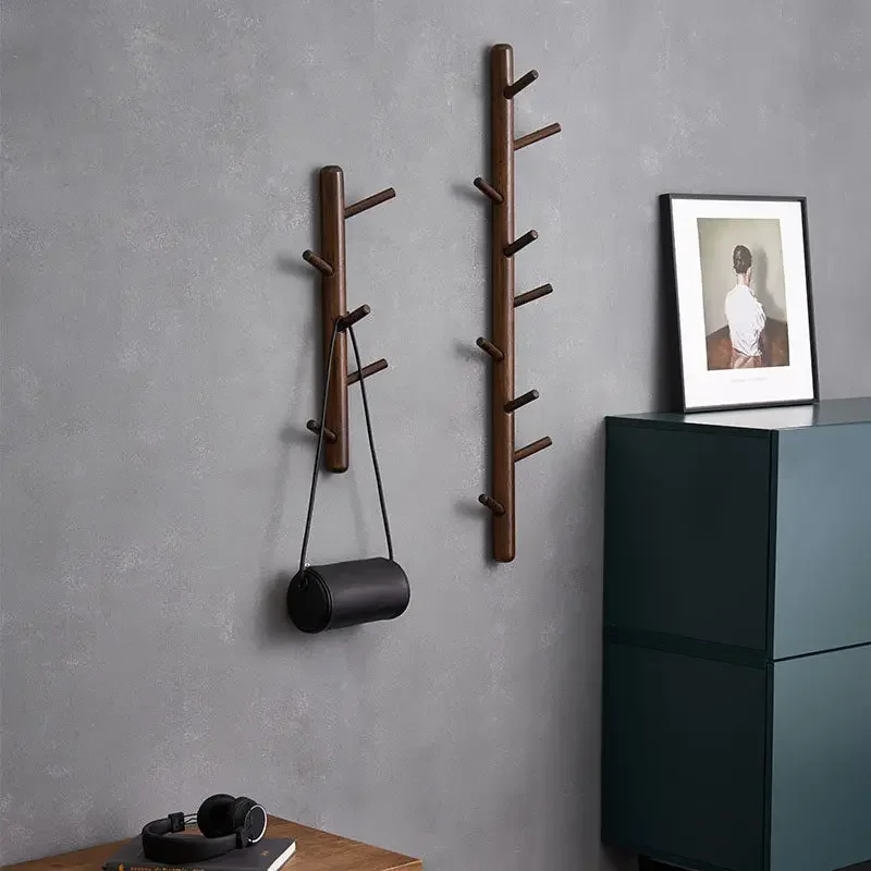 Solid wood coat rack, living room bedroom wall, foyer wall wall, tree branches hang hangers, entrance tree branches hang hangers