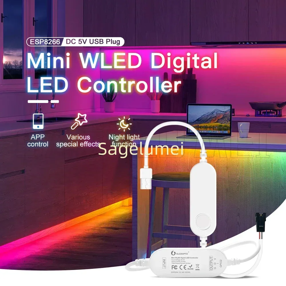 WLED ESP8266 Mini LED Controller DC 5V-12V-24V USB RGB IC Digital Dynamic Lights For WS2811 WS2812 WS2812b SK6812 WS2815 Strip - Image 3