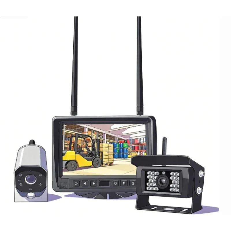 For Public Transport Safety Forklift 1080p AHD Camera with 7-inch Monitor Waterproof 1 Year Warranty and Pedestrian Detection
