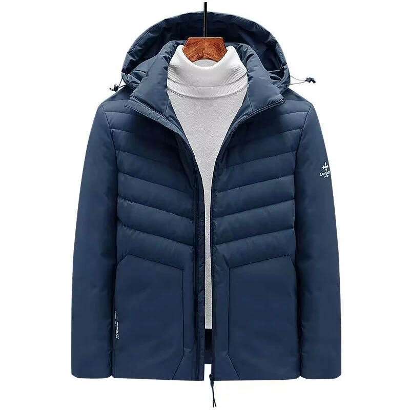 Parka de plumón de pato acolchada para hombre, chaqueta térmica con sombrero desmontable, informal, a prueba de viento, 8XL talla grande, invierno, 2023