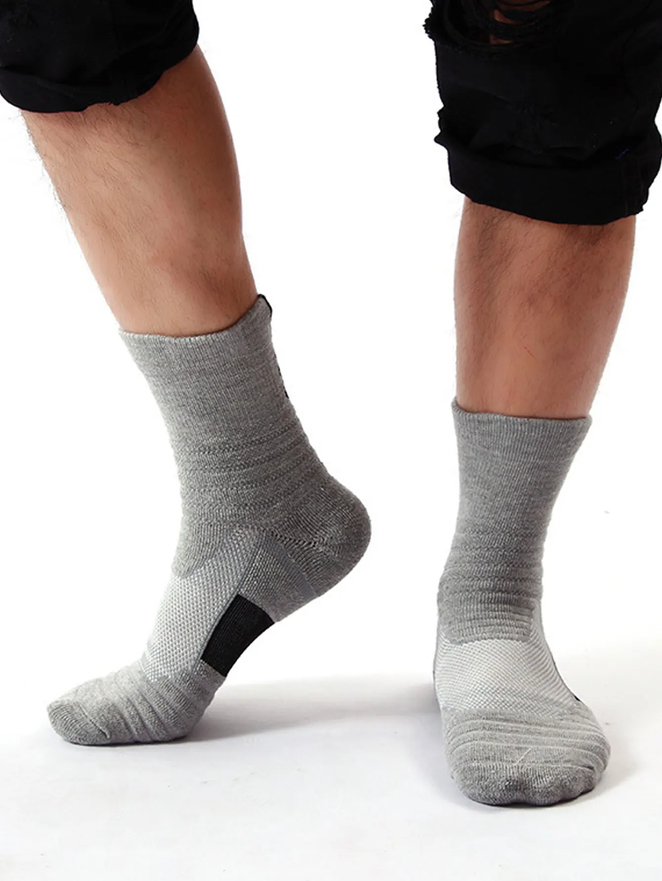 3 Paar Basketballsocken, atmungsaktiv, gepolstert, stoßdämpfend, unisex, elastische Fußgewölbestütze, bequeme und erfrischende Wadensocken, atmungsaktiv – Detail 5
