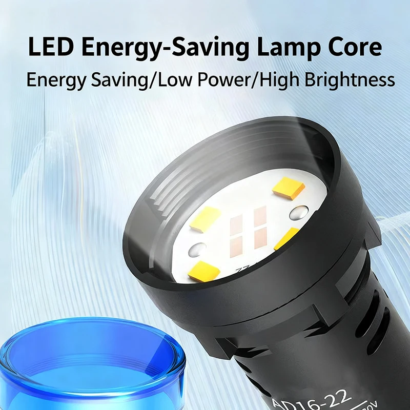 Universal 22mm LED Pilot Light AD16-22 12V 24V DC 220V AC for Control Panel CNC PLC Power Signal Indicator Industrial Equipment