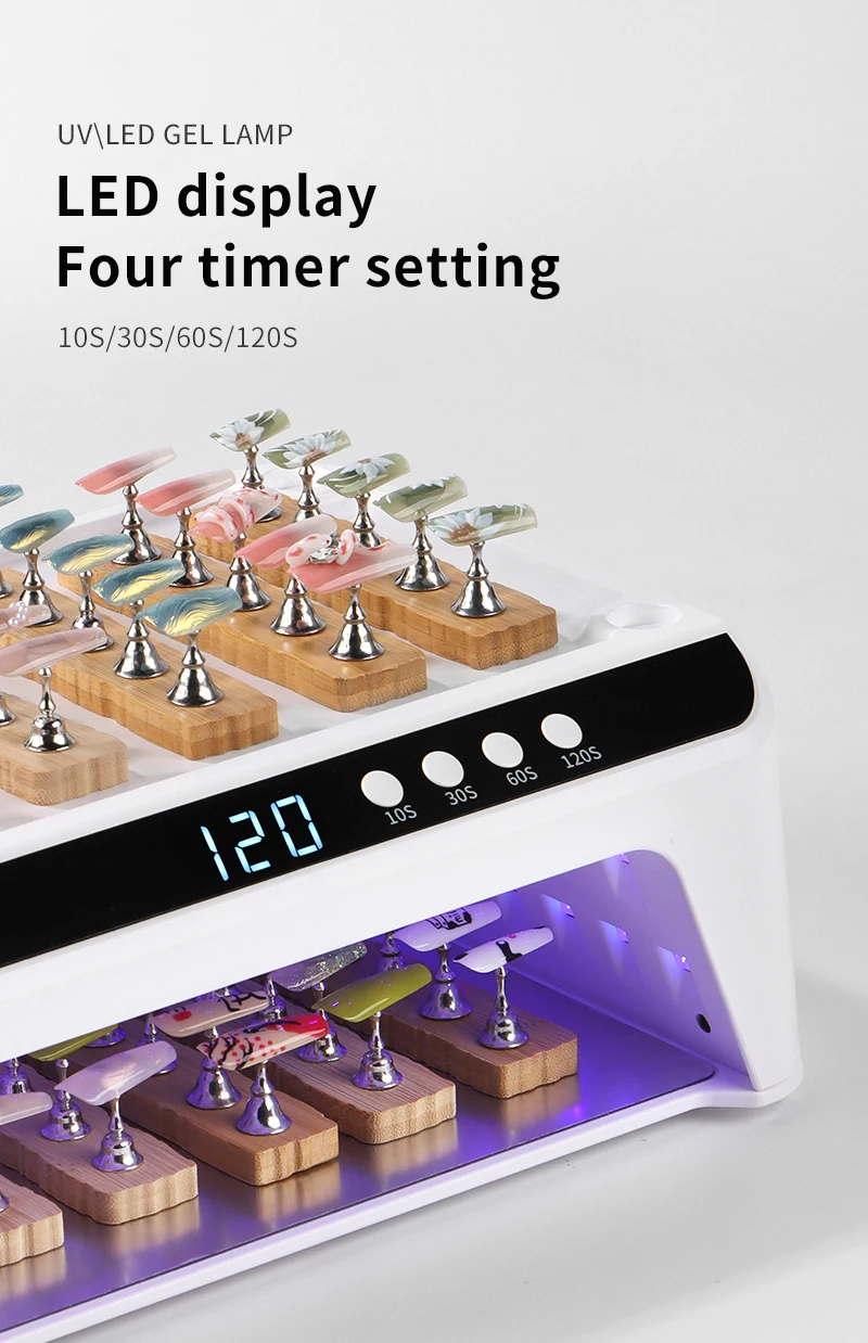 เครื่องอบเล็บยูวีแอลอีดี 2-in-1 สำหรับใช้ในบ้าน พร้อมที่วางแขนแบบหมอน สำหรับเจลขัดเงา รุ่นใหม่ล่าสุด 96 วัตต์ พร้อมหลอดไฟ LED 74 ดวง สำหรับร้านทำเล็บ ﻿