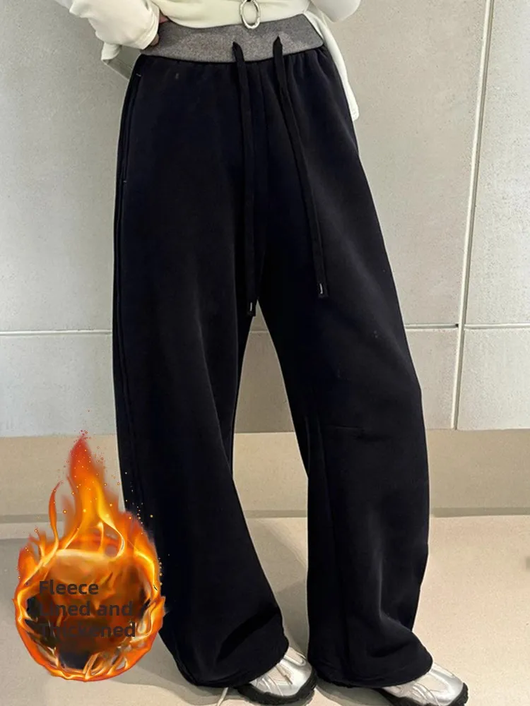 하이웨이스트 끈이 있는 신축성 있는 스포츠 캐주얼 팬츠 여성용 패치워크 나이프 슬리밍 다용도 바지