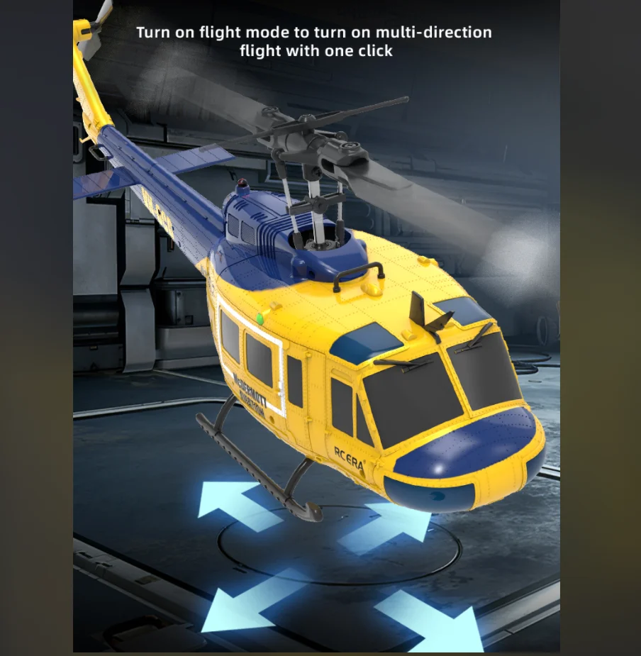 RC ERA UH-1 Huey 2.4G Helicóptero de Controle Remoto 6-CH Giroscópio de 6 Eixos One-Key Invertido Acrobático Inteligente Modelo de Aeronave RC