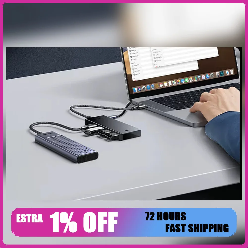 UGREEN 55373 USB 3.2 Gen 2 4-Port USB-A Hub 10Gbps Data Splitter with USB-C Power Input 0.5m Cable
