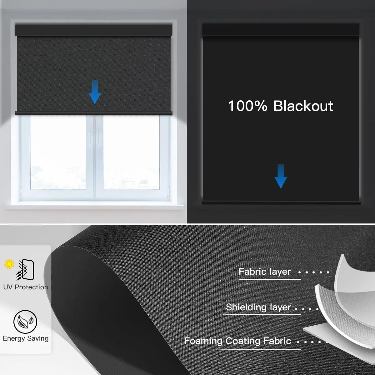 Rechargeable Motorized Roller Shade with Remote Control Blind with Alexa Google Via Hub