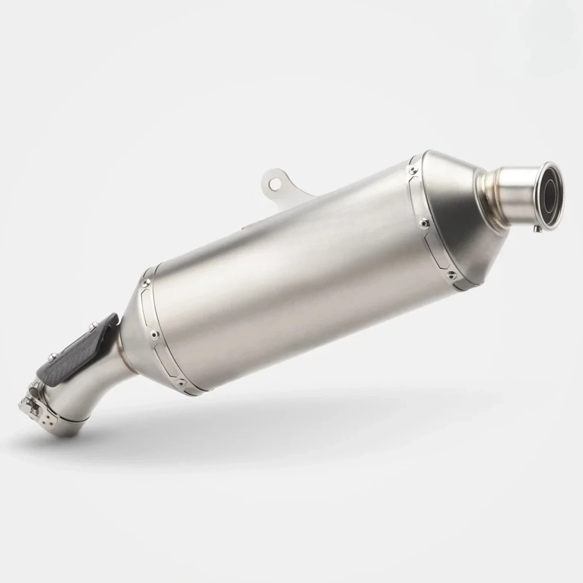 Stainless steel slip-on exhaust (mid/tail integrated) for Aprilia Tuareg 660 (2022–2026) adventure motorcycles.