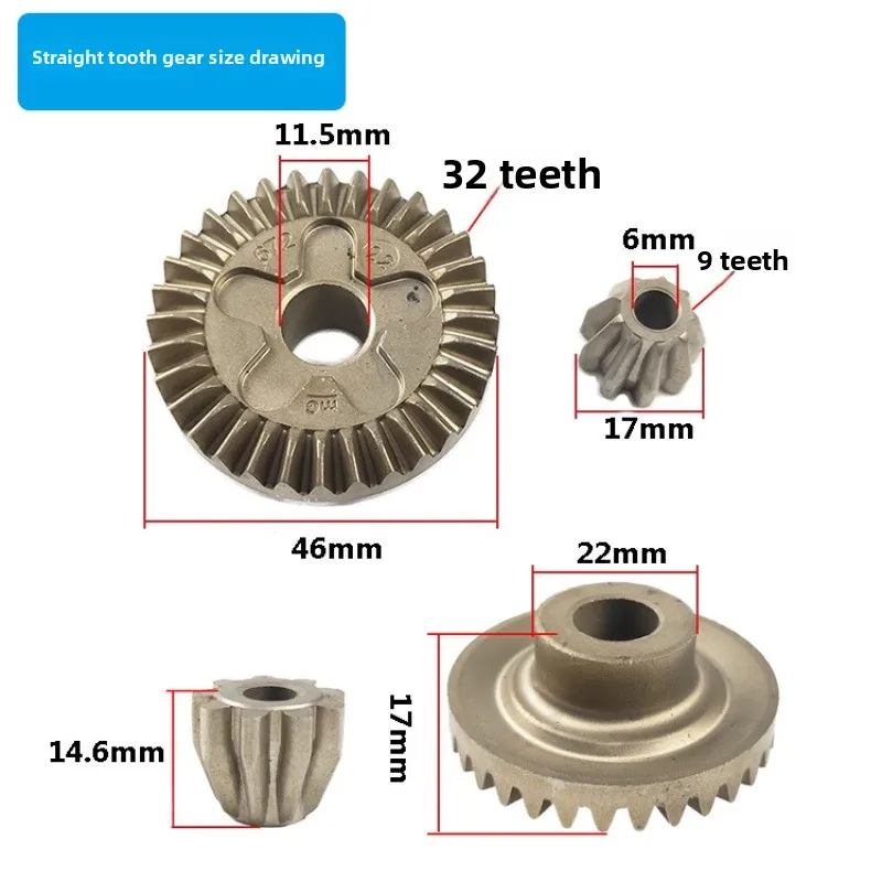 Bevel Gear Set for FF03-100A 6-100 6600 6700 Angle Grinder, 32/9 Teeth Spiral Gear Replacement Accessory