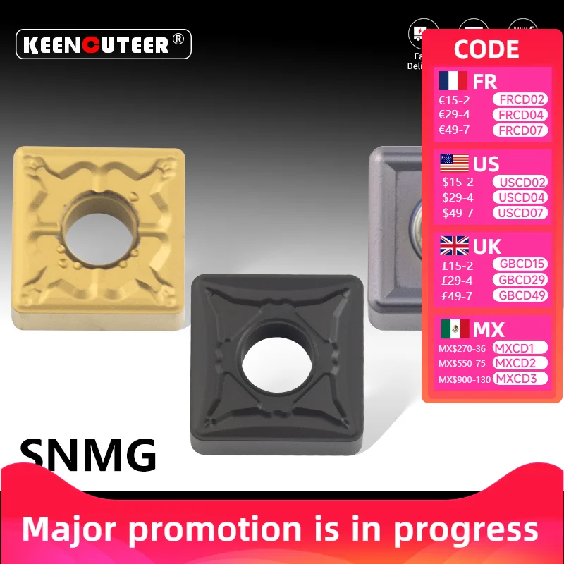 

SNMG12/15/19/25 Square Cutting Blades - CNC Lathe Inner/Outer Hole Machining Tool Heads for Steel