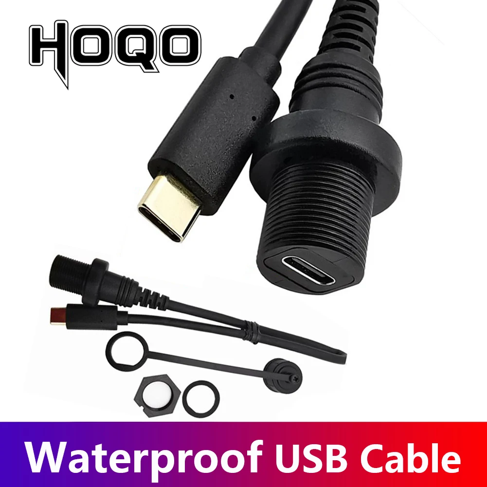 

USB-C IP67 Waterproof Cable type-c 3.1 IP 67 Male to Female Panel Mount Water Proof Connector Extension cord 30cm