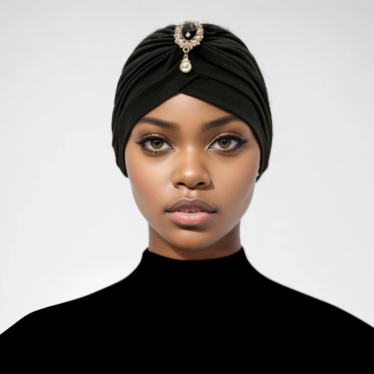 Female Pendant Soft Muslim Hijab Solid Color Diamond Headband With High Quality Summer Sun Protection Undercap