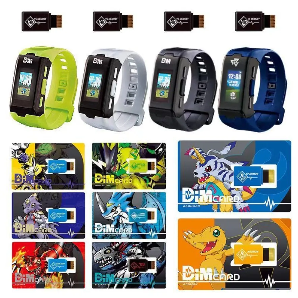 NEW Bandai  DIGIMON ADVENTURE Color Screen Watch Life Bracelet Agumon Gabumon Anime Figures DIM Memory Card Decorate Kids Gifts