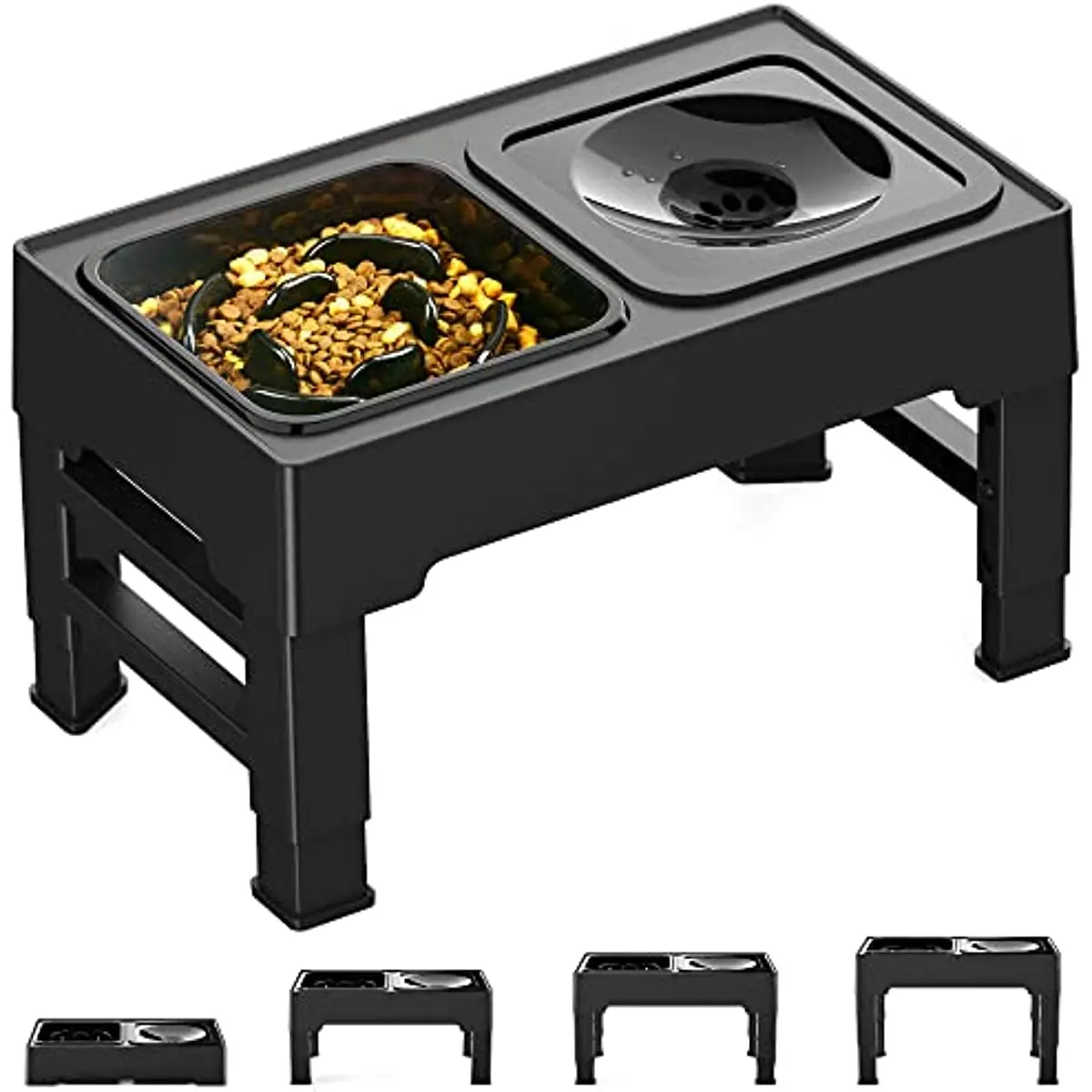 

Повышенная кормушка для собак 2 в 1, медленная, не разливающаяся, приподнятая миска для собак с подставкой