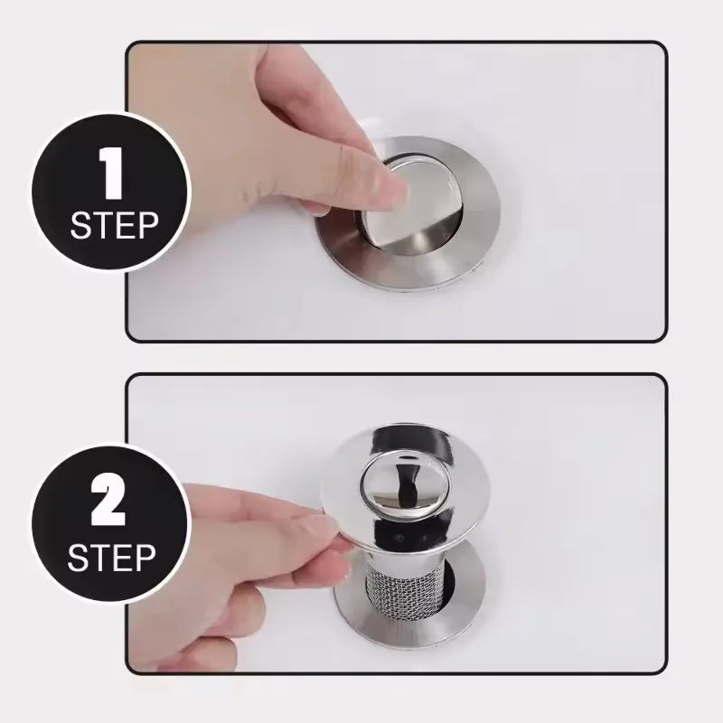 Langer Pop-Up-Waschbeckenabflussfilter, Badezimmer-Druckverschluss, Waschbecken-Stopper, Haarfänger, Waschbecken-Sieb, Küchenzubehör – Detail 4