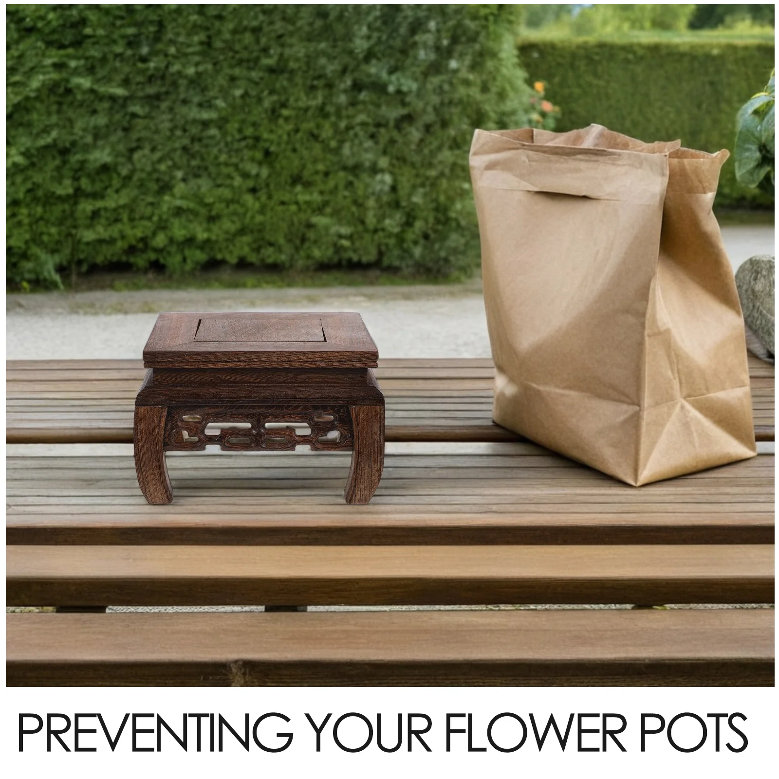 Square Wooden Vase Stand Chicken Wing Wood Rustic Plant Holder Flower Pot Display Base Stable Table Lamp Stand Decor