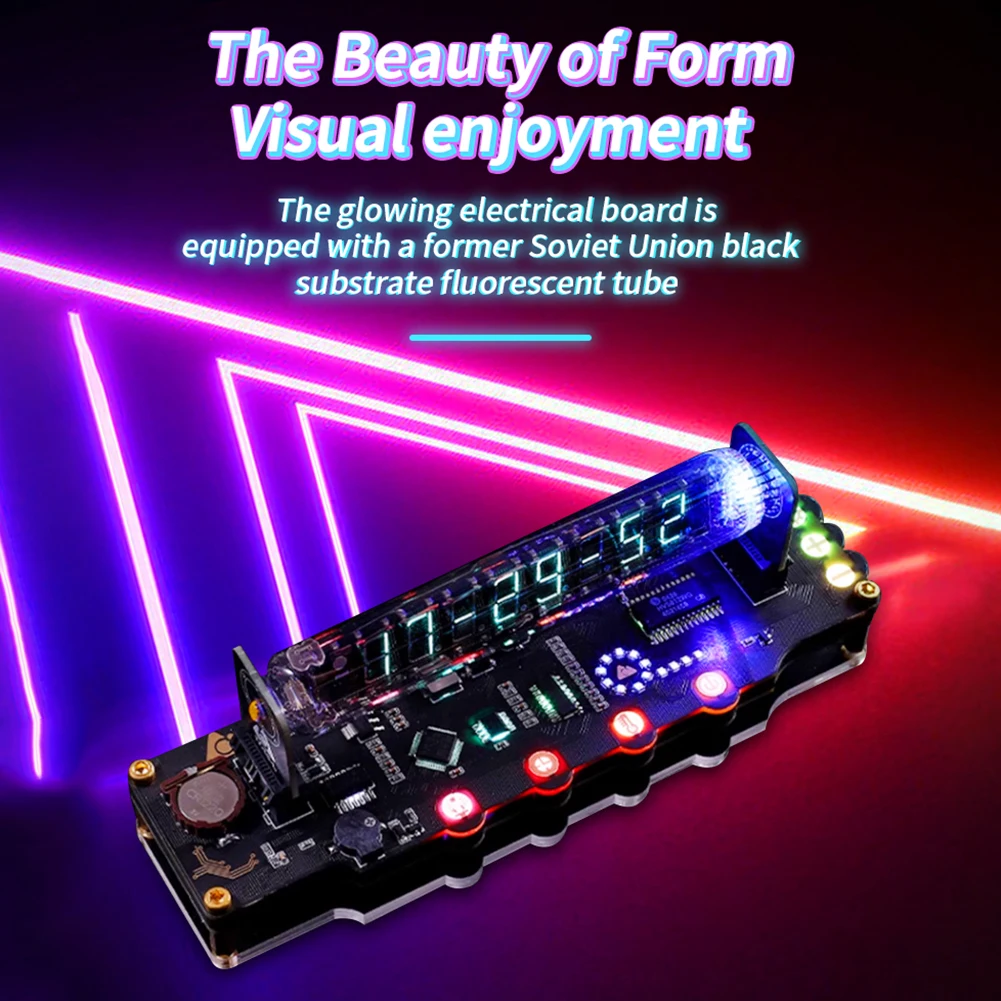 Fluorescent Tube Clock Decoration IV18 Fluorescent Tube Clock Displays Date, Time, Weather And Temperature Clock Generator