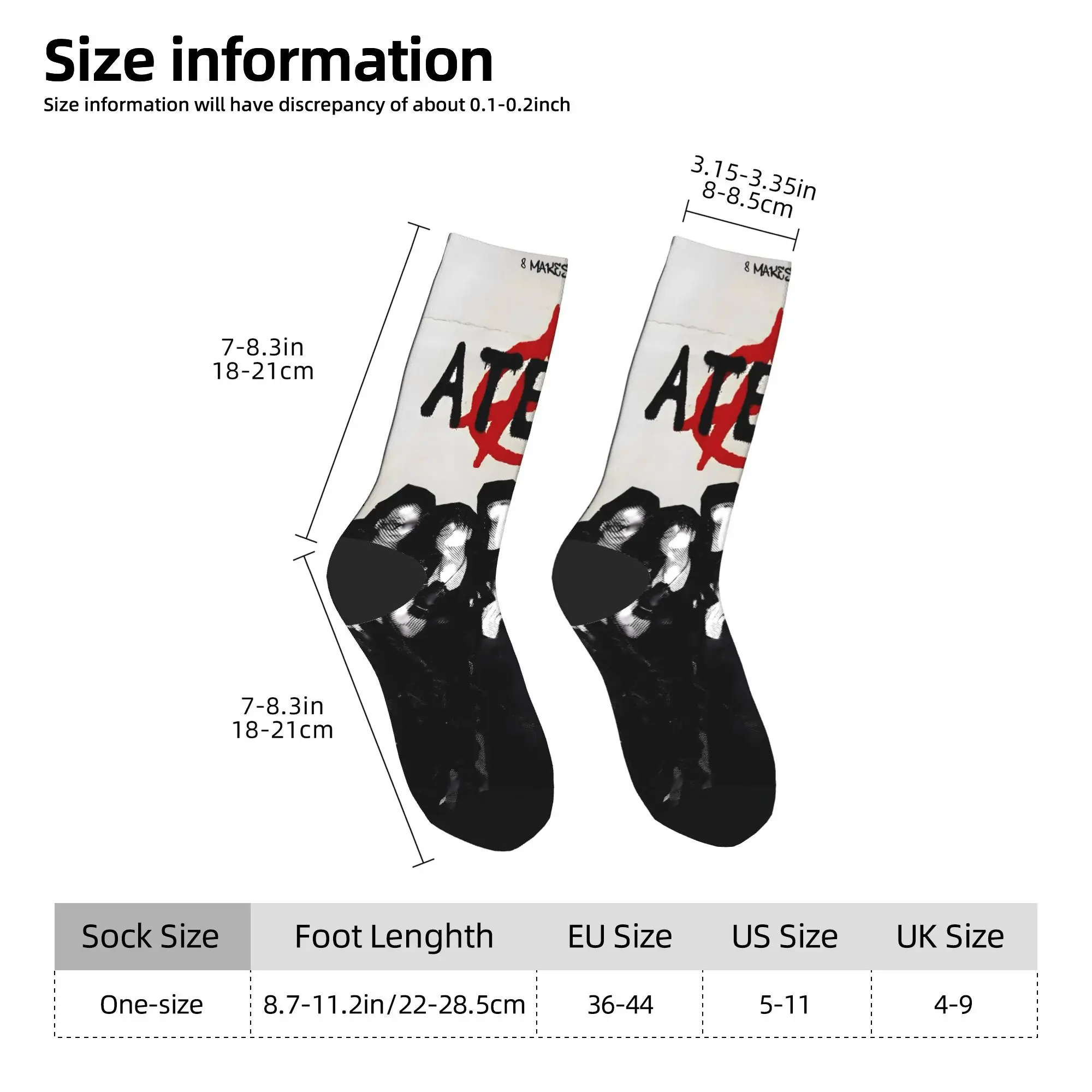 Kpop Ateez Band Stockings  Printed Kawaii Socks Spring Anti Skid Socks Couple Cycling Comfortable Socks